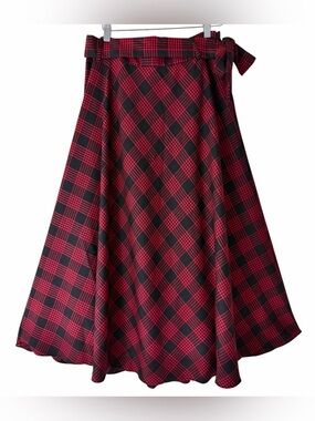 NWT Talbots Red & Black Plaid Wool Blend A-Line Skirt - Size 8 Preppy Holiday